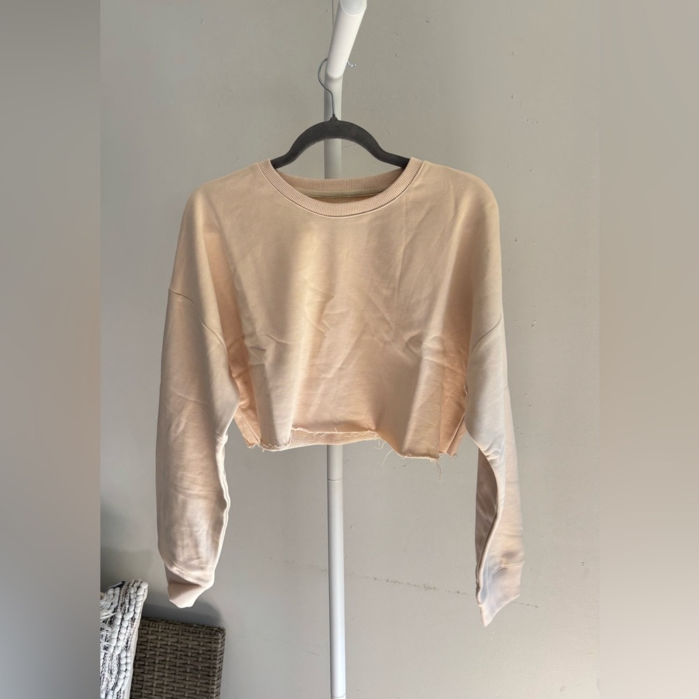 NWT naked wardrobe beige cropped sweatshirt